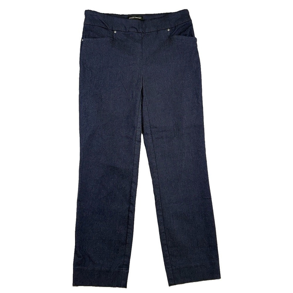 Hilary Radley Dark Blue Pull-On Slim Leg Pants Tummy Control Pants Sz Sm Stretch